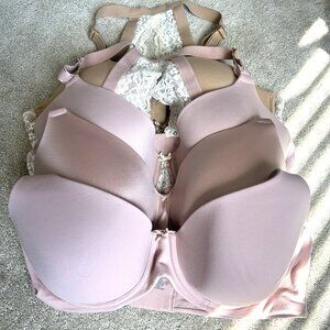 SOMA Bras 38DD Nude Pink Lace Full Coverage Vanishing Back Embraceable LOT OF 4